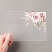 Blush Floral Wedding Details Eintrittskarte Acryleinladungen (Insitu (Handheld))