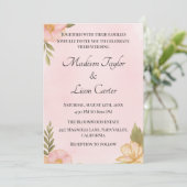 Blush Floral Wedding Einfach Einladung (Stehend Vorderseite)