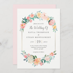 Blush Floral Wedding Einladung