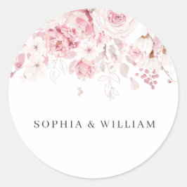 Blush Floral Wedding Envelope Seal Favor Sticker