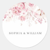 Blush Floral Wedding Envelope Seal Favor Sticker (Vorderseite)