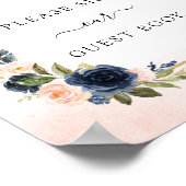 Blush Floral Wedding Guest Book Square Zeichen Poster (Ecke)