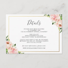 Blush Floral Wedding Guest Details Begleitkarte