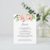 Blush Floral Wedding Guest Details Begleitkarte (Stehend Vorderseite)