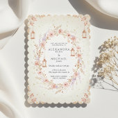 Blush Floral Wedding Invitation with Lanterns Einladung