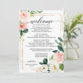 Blush Floral Wedding Itinerary - Hochzeit Willkomm Programm (Stehend Vorderseite)