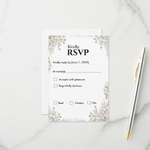 Blush Floral Wedding   Minimalistisches Skript RSVP Karte