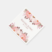 Blush Floral Wedding Napkin mit Individuellen Name Serviette (Ecke)