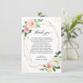 Blush Floral Wedding Place Einstellung Danke Karte (Stehend Vorderseite)