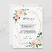 Blush Floral Wedding Place Einstellung Danke Karte (Vorderseite)