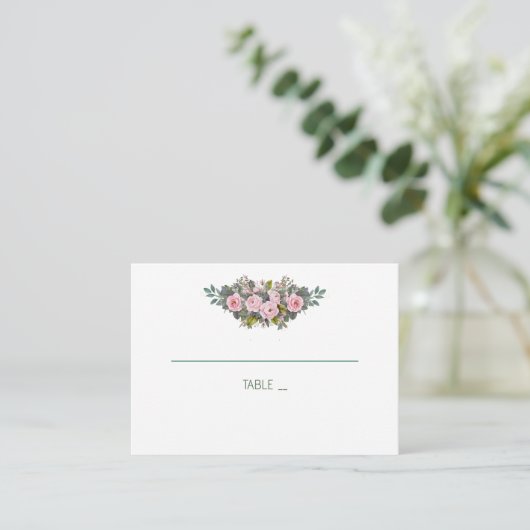Blush Floral Wedding Platzkarten (Stehend Vorderseite)