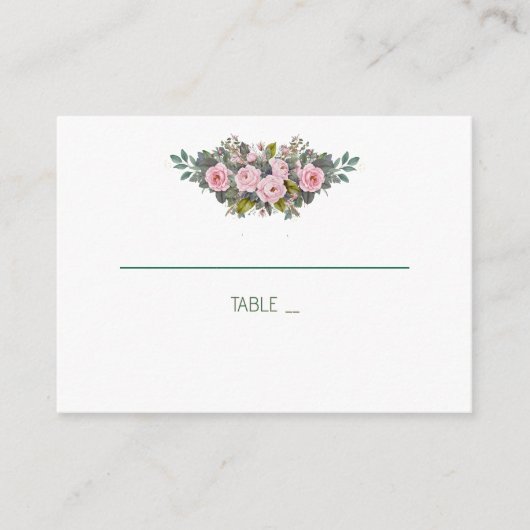 Blush Floral Wedding Platzkarten (Vorderseite)