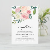 Blush Floral Wedding Postponation Update Einladung (Stehend Vorderseite)