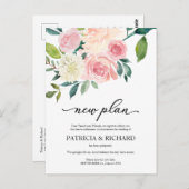 Blush Floral Wedding Postponement Neuer Plan Postkarte (Vorne/Hinten)