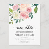 Blush Floral Wedding Postponement Neuer Termin Postkarte (Vorderseite)