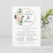 Blush Floral Wedding Probe Dinner Einladung (Stehend Vorderseite)