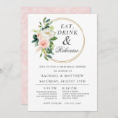 Blush Floral Wedding Probe Dinner Einladung (Vorne/Hinten)