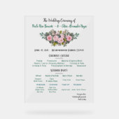 Blush Floral Wedding Program Acrylschild (Vorderseite)