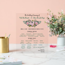 Blush Floral Wedding Program Acrylschild