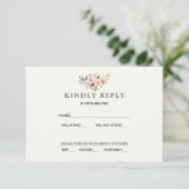 Blush Floral Wedding RSVP Card - Cream Einladung (Stehend Vorderseite)