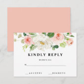 Blush Floral Wedding RSVP Cards Karte (Vorne/Hinten)