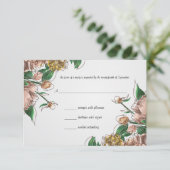 Blush Floral Wedding RSVP Response Card (Stehend Vorderseite)