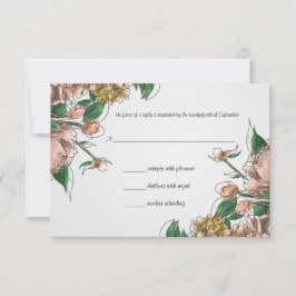 Blush Floral Wedding RSVP Response Card Karte