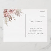 Blush Floral Wedding RSVP Rose Gold Folie Einladungspostkarte (Rückseite)
