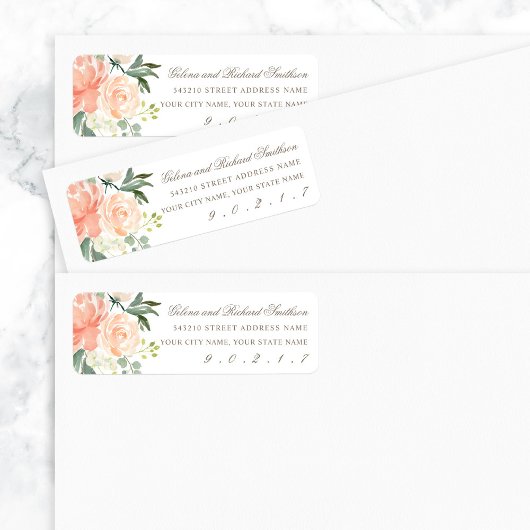 Blush Floral Wedding Rücksendeadresse