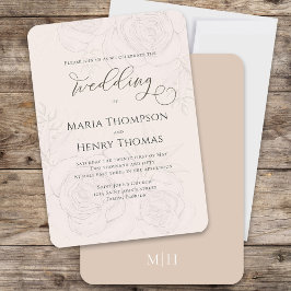 Blush Floral Wedding Script Elegant Einladung