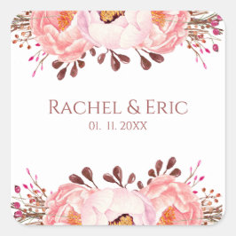 Blush Floral Wedding Stickers mit Individuellen Na