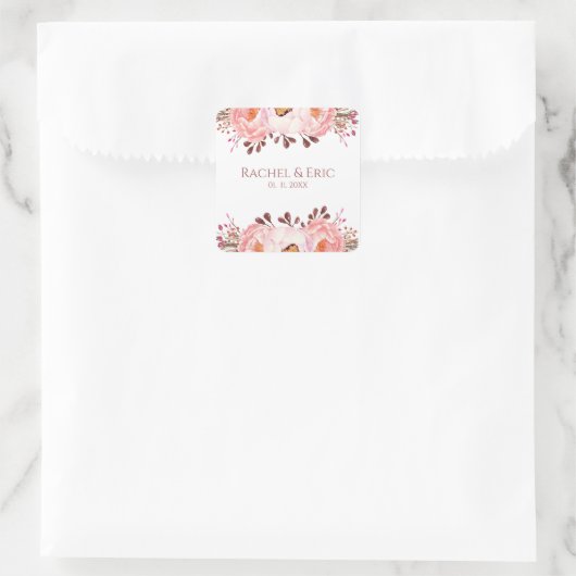 Blush Floral Wedding Stickers mit Individuellen Na (Tasche)