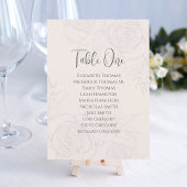 Blush Floral Wedding Table Number