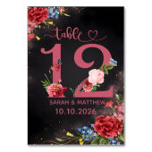 Blush Floral Wedding Table Number  12 Card Tischnummer (Rückseite)