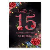 Blush Floral Wedding Table Number 15 Card Tischnummer (Rückseite)