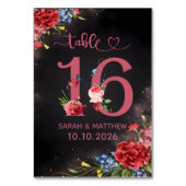 Blush Floral Wedding Table Number 16 Card Tischnummer (Rückseite)