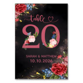 Blush Floral Wedding Table Number 20 Card Tischnummer (Rückseite)