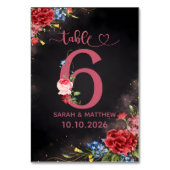 Blush Floral Wedding Table Number  6 Card Tischnummer (Rückseite)
