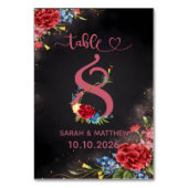 Blush Floral Wedding Table Number 8 Card Tischnummer (Rückseite)