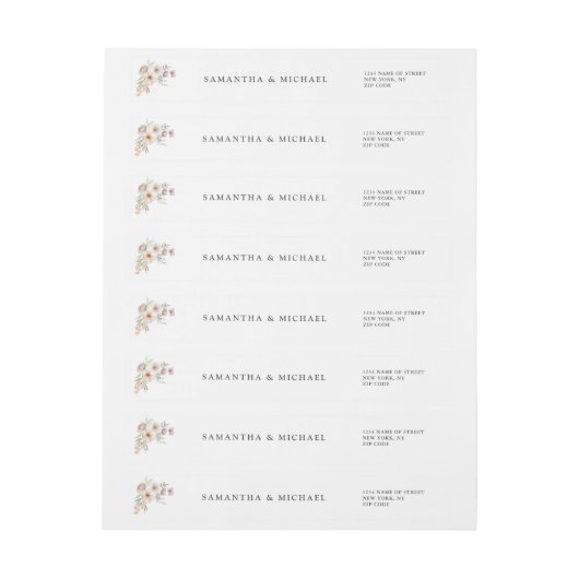 Blush Floral Wedding Wraparound Address Label (Bogen)