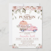 Blush Floral Weibchen Little Pumpkin Baby Dusche Einladung (Vorderseite)