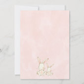 Blush Floral White Bunnies Girls Babydusche Einladung (Rückseite)