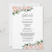 Blush Floral White Simple Monogram Details Hochzei Einladung (Rückseite)