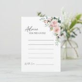 Blush Floral White Wedding Advice Card Hinweiskarte (Stehend Vorderseite)