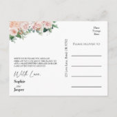 Blush Floral White Wedding Danke Postcard Postkarte (Rückseite)