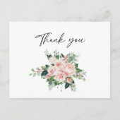 Blush Floral White Wedding Danke Postcard Postkarte (Vorderseite)