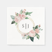 Blush Floral White Wedgram Serviette (Vorderseite)
