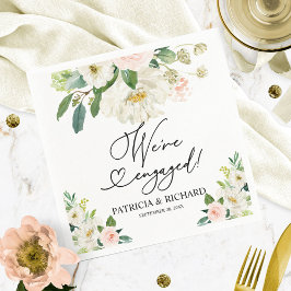 Blush Floral Wir sind Verlobte Engagement Party Serviette