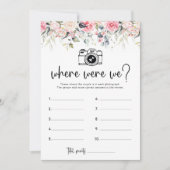 Blush Floral wo wir Brautparty Game Card waren Einladung (Vorderseite)