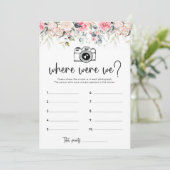 Blush Floral wo wir Brautparty Game Card waren Einladung (Stehend Vorderseite)